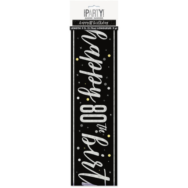 80th Birthday Black Banner