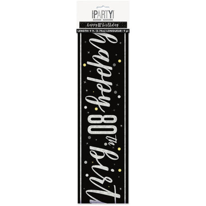 80th Birthday Black Banner