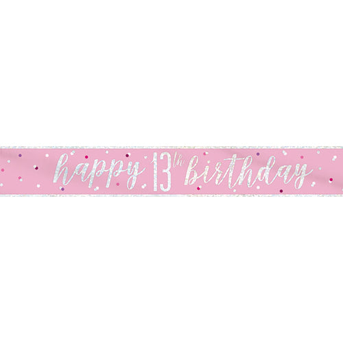 13th Birthday Pink Banner