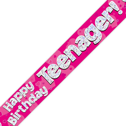 Pink Happy Birthday Teenager Banner