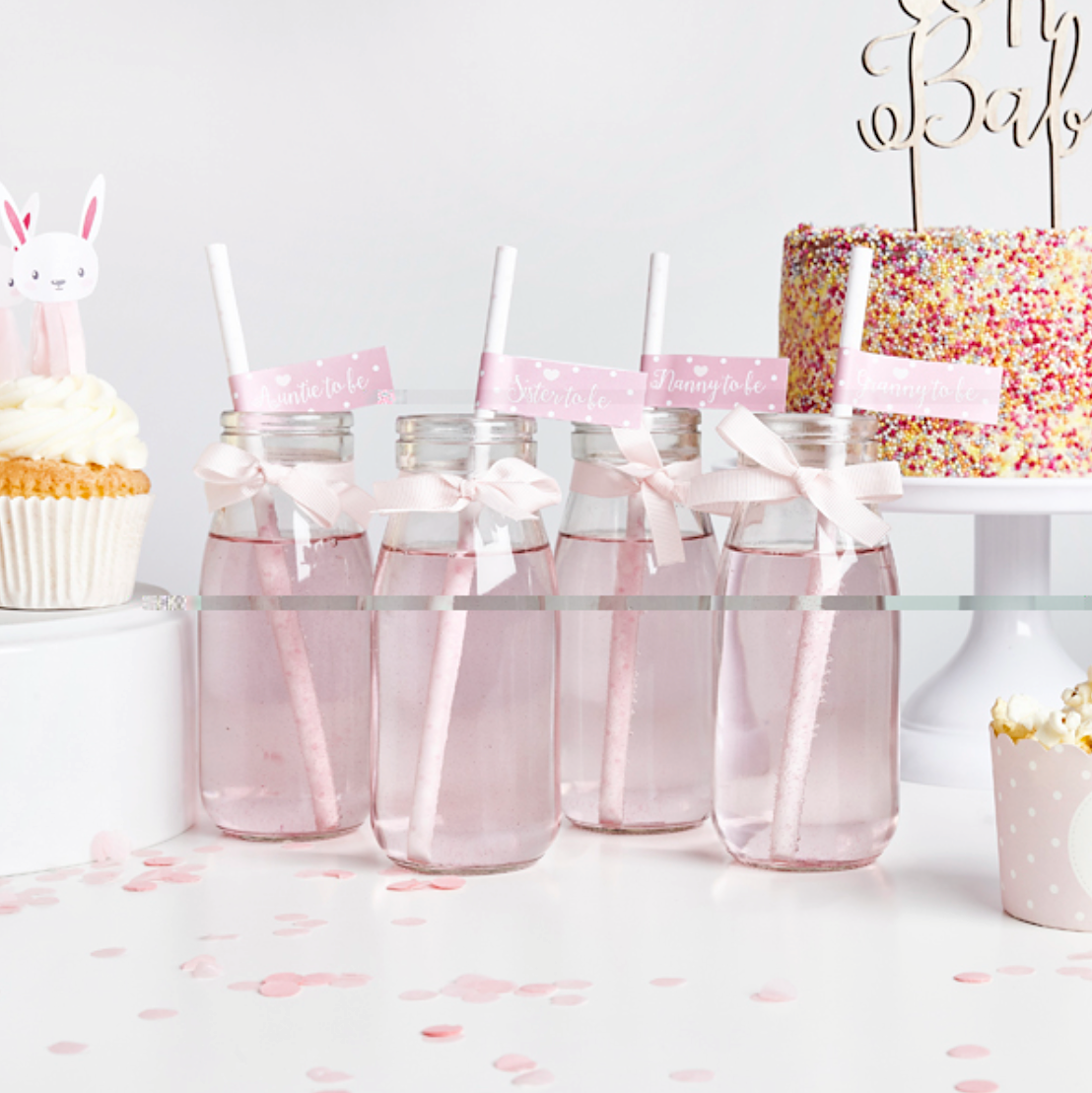 Pink Paper Guest Straws