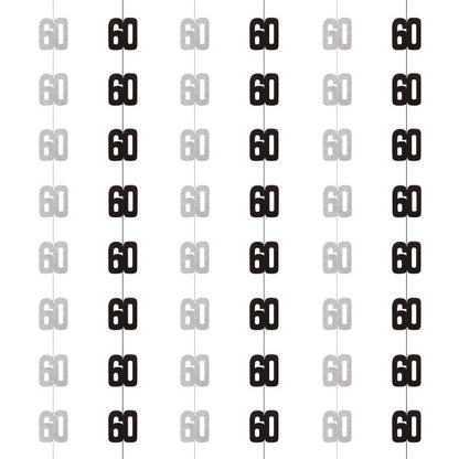 60th Birthday Black & Silver Hanging Strings