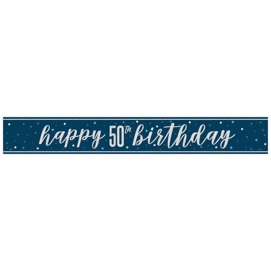 50th Birthday Navy Blue Banner