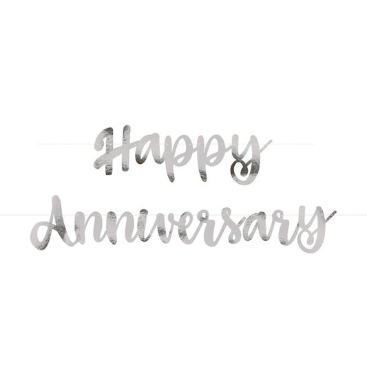 Silver Happy Anniversary Banner