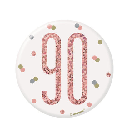 90th Birthday Rose Gold Badge