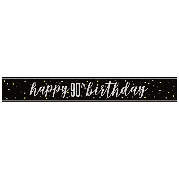 90th Birthday Black Banner