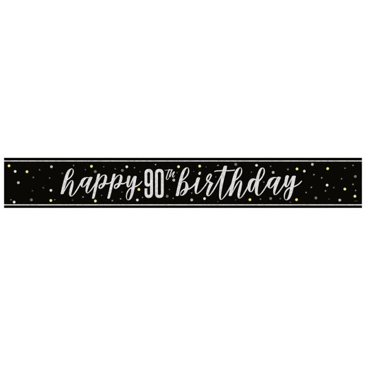 90th Birthday Black Banner