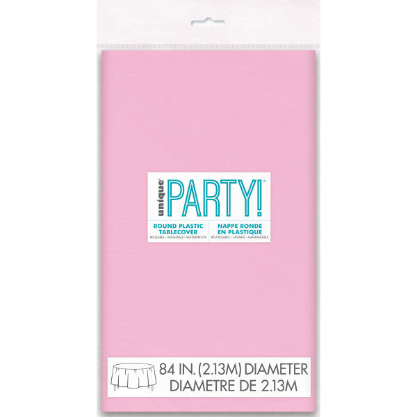 Baby Pink Plastic Round Table Cover