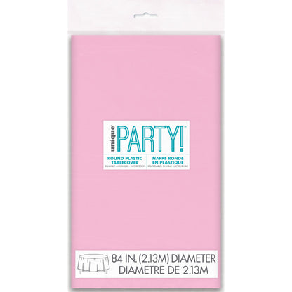 Baby Pink Plastic Round Table Cover