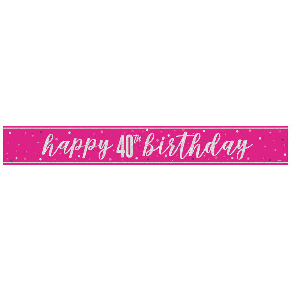 40th Birthday Pink Sparkling Banner