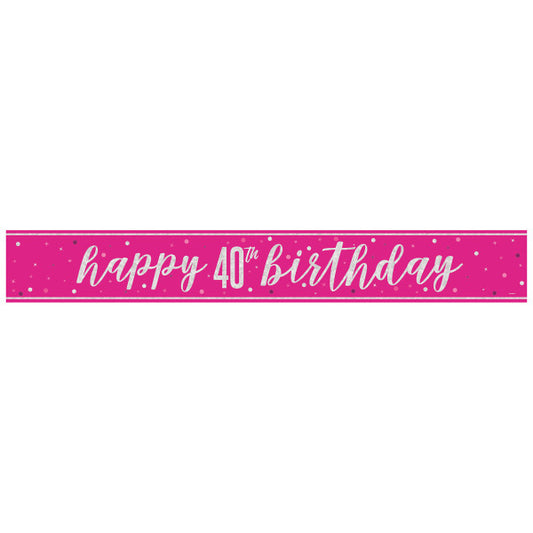 40th Birthday Pink Sparkling Banner