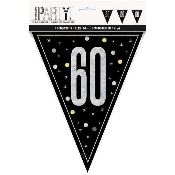 60th Birthday Black Bunting