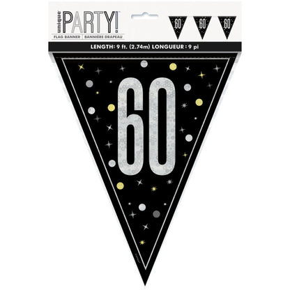 60th Birthday Black Bunting