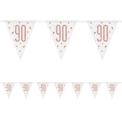 90th Birthday Rose Gold Sparkling Bunting