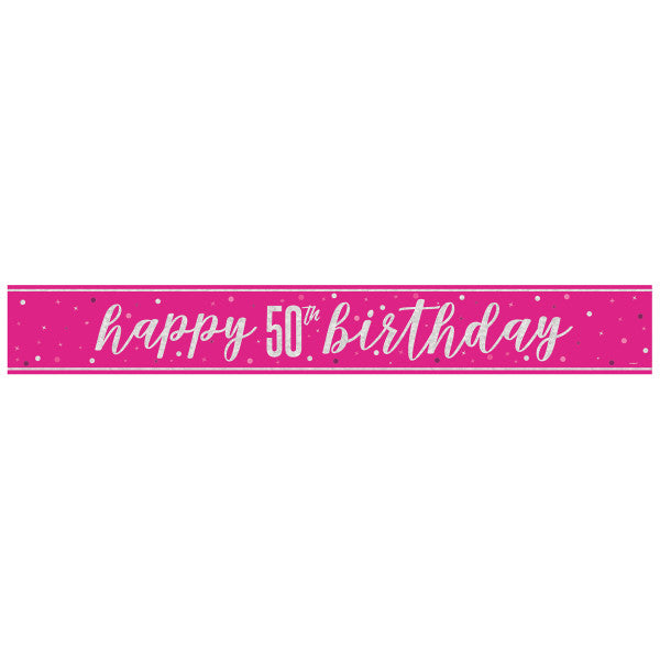 50th Birthday Pink Sparkling Banner