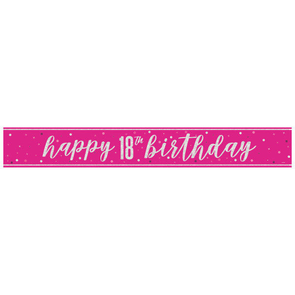 18th Birthday Pink Sparkling Banner