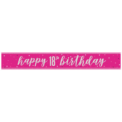 18th Birthday Pink Sparkling Banner