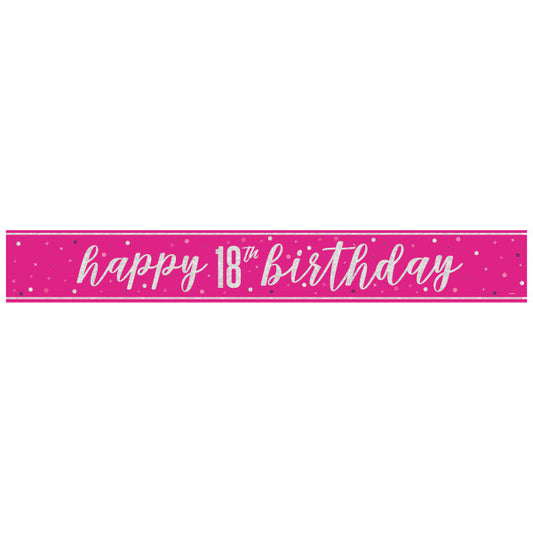18th Birthday Pink Sparkling Banner
