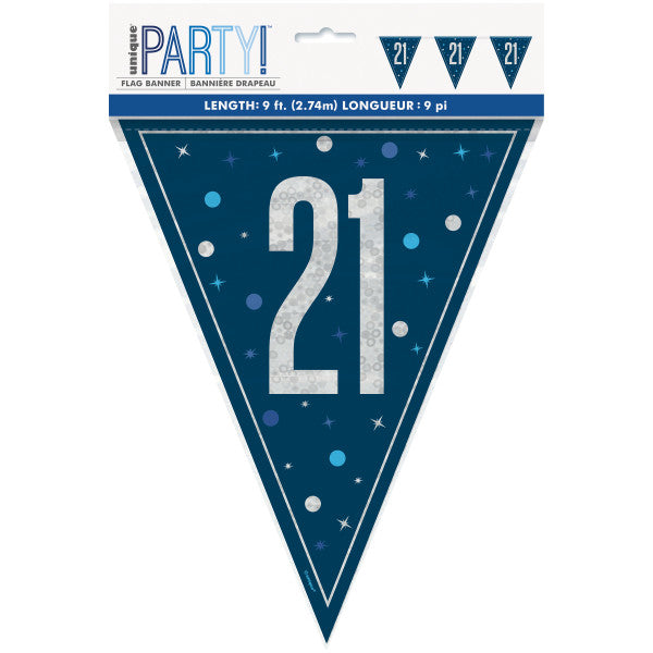 21st Birthday Navy Blue Bunting