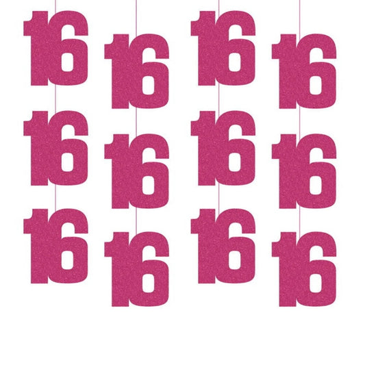 16th Birthday Pink Hanging Strings