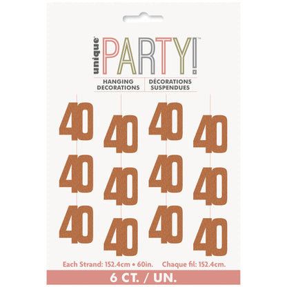 40th Birthday Rose Gold Hanging Strings
