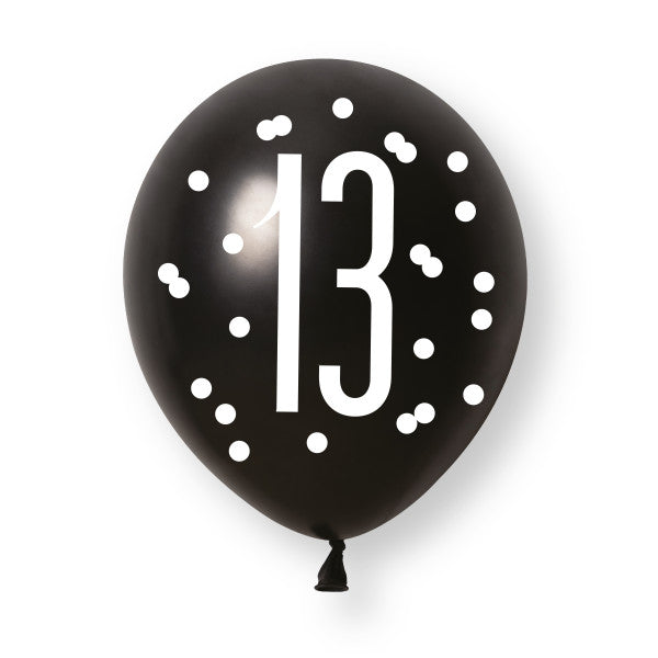 13th Birthday Black & Gold Mixed Balloons