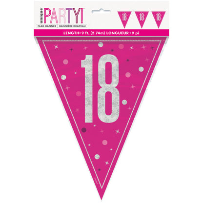 18th Birthday Pink Sparkling Bunting