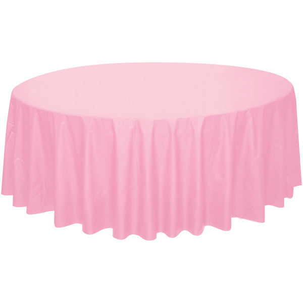 Baby Pink Plastic Round Table Cover