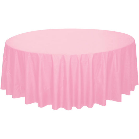 Baby Pink Plastic Round Table Cover