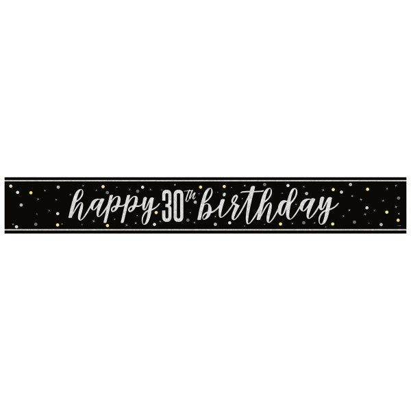 30th Birthday Black Banner