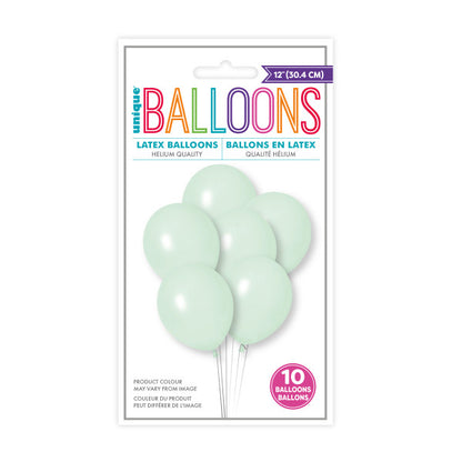 Macaron Green Balloons - 10 Pack