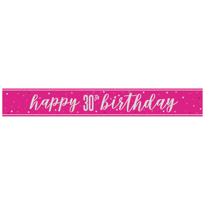 30th Birthday Pink Sparkling Banner