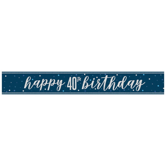 40th Birthday Navy Blue Banner