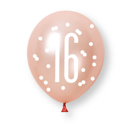 16th Birthday Rose Gold Mixed Balloons
