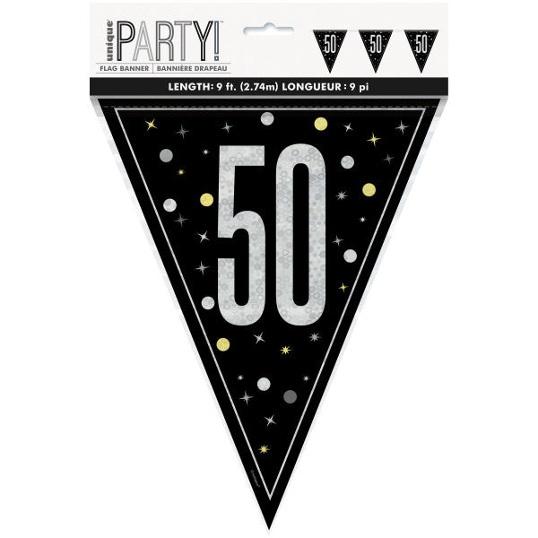 50th Birthday Black Bunting