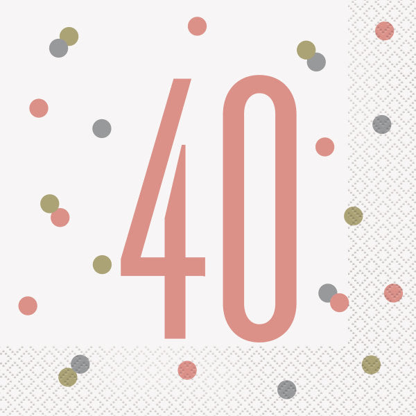 40th Birthday Rose Gold Napkins