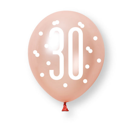 30th Birthday Rose Gold Mixed Balloons