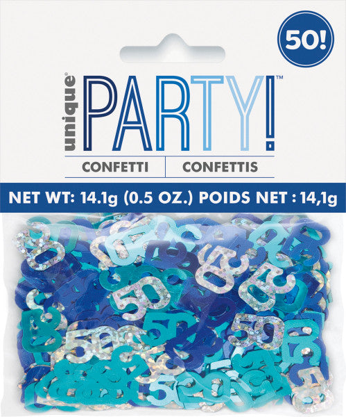 50th Birthday Blue Mixed Table Confetti