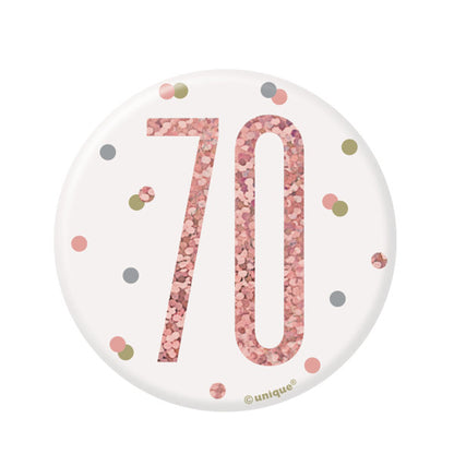 70th Birthday Rose Gold Badge