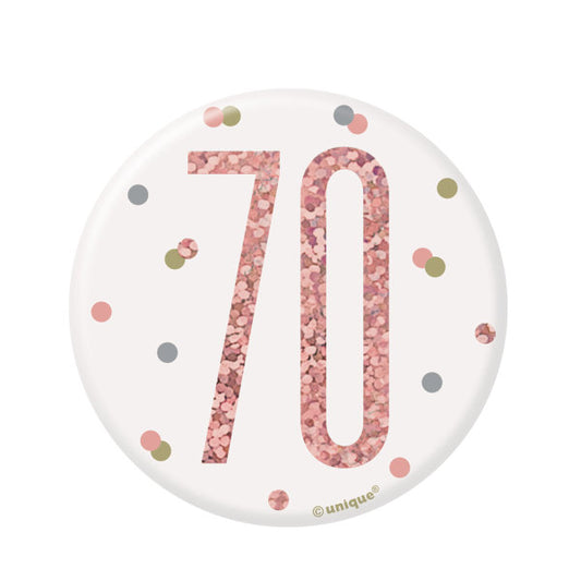 70th Birthday Rose Gold Badge