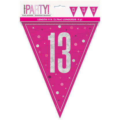 13th Birthday Pink Sparkling Bunting