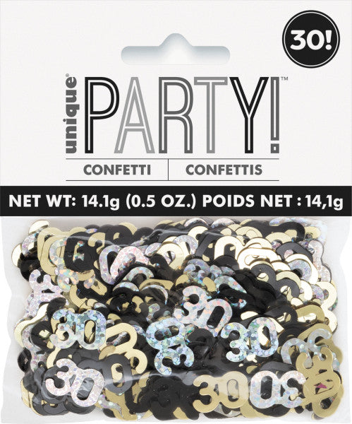 30th Birthday Black & Gold Mixed Table Confetti