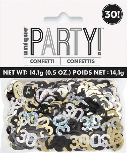 30th Birthday Black & Gold Mixed Table Confetti