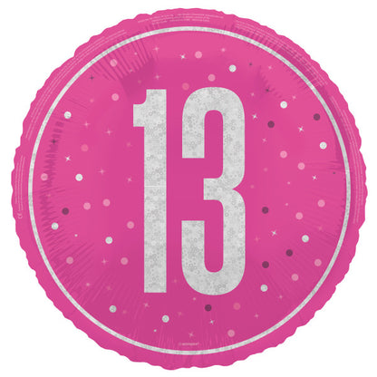 13th Birthday Pink Foil Balloon