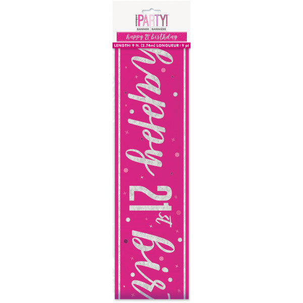 21st Birthday Pink Sparkling Banner
