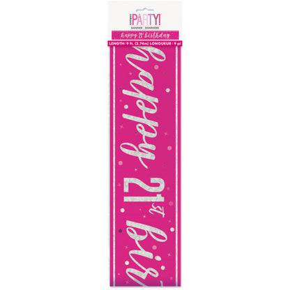 21st Birthday Pink Sparkling Banner