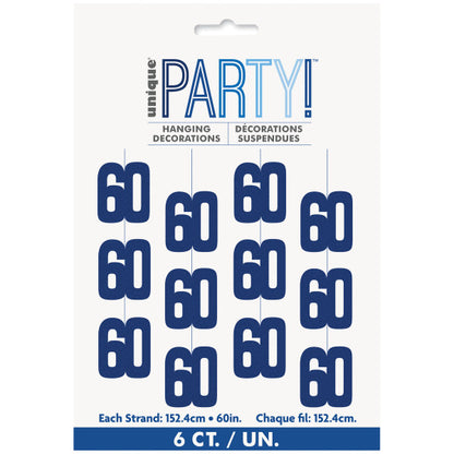 60th Birthday Blue Hanging Strings