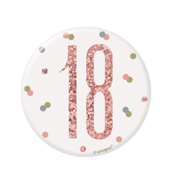 18th Birthday Rose Gold Badge