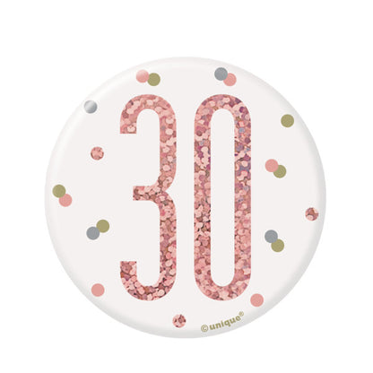 30th Birthday Rose Gold Badge