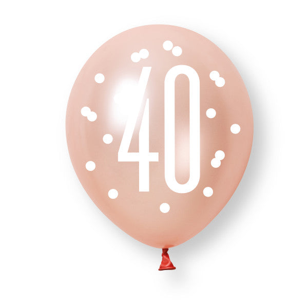 40th Birthday Rose Gold Mixed Balloons